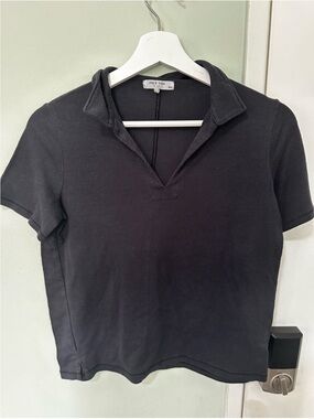 rag & bone Black Short Sleeve Polo-Style Top M